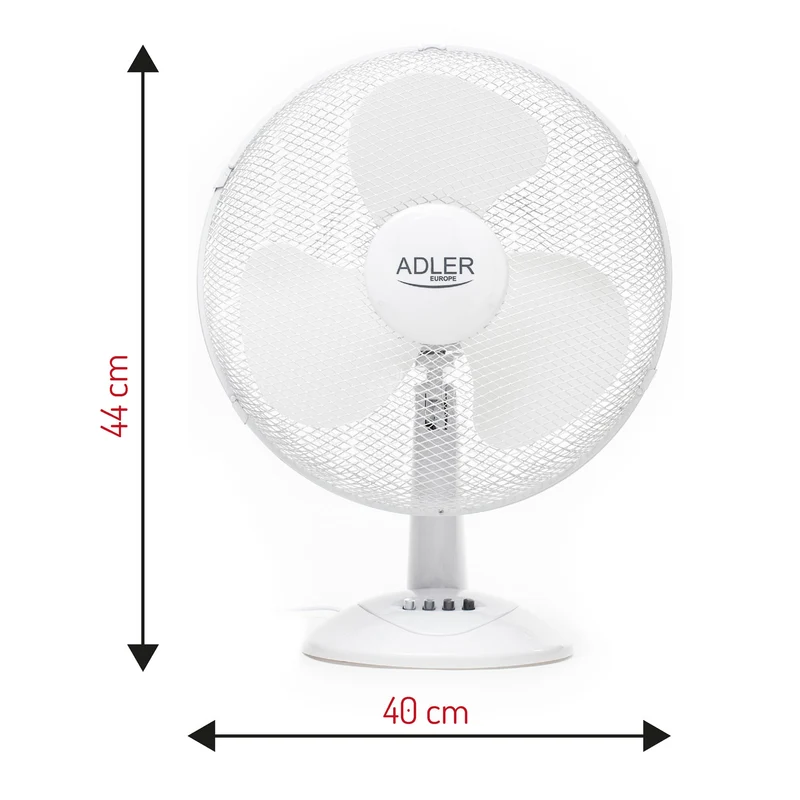Adler AD 7304 Schreibtischventilator D40cm weiß, 90W