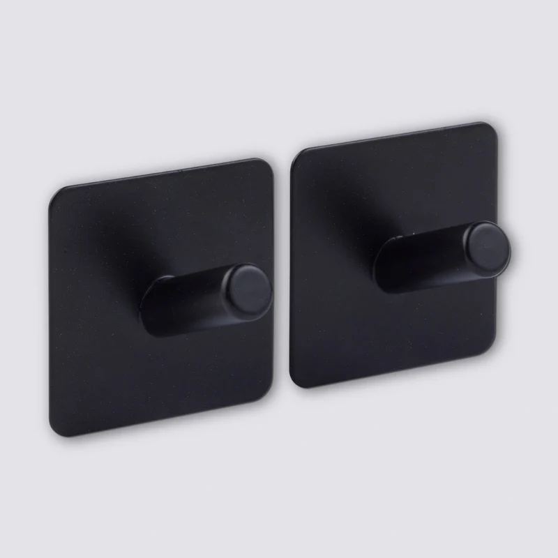 Zwart of Zilver handdoekhaakje zelfklevend 2 stuks Five® (kleurkeuze niet mogelijk)