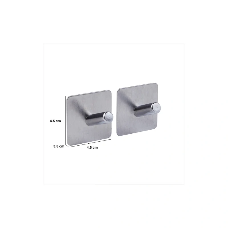 Zwart of Zilver handdoekhaakje zelfklevend 2 stuks Five® (kleurkeuze niet mogelijk)