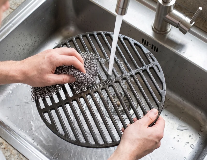 Keij Kamado Gusseisen Scrubber - Edelstahl Reinigungs-kette