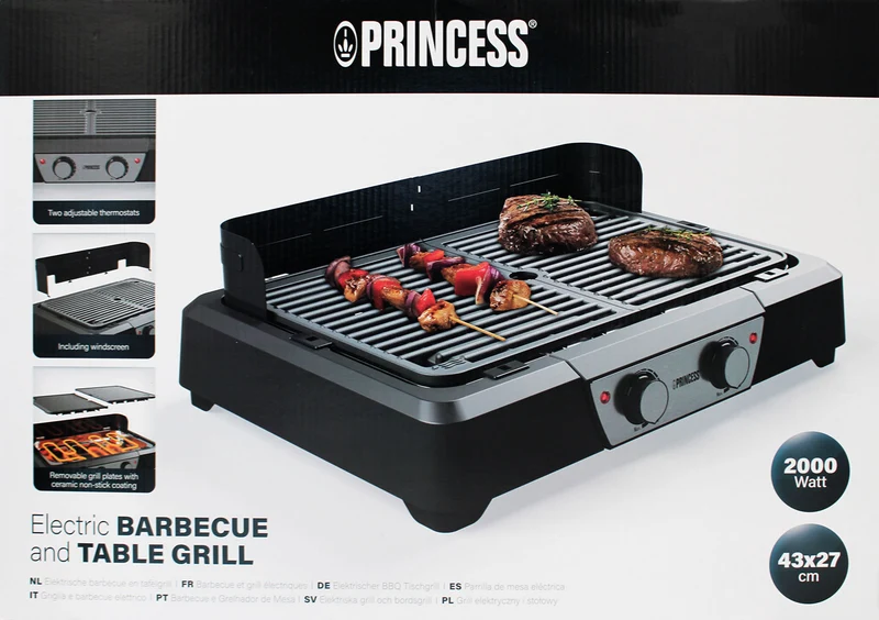 Princess 112254 Elektrischer BBQ Tischgrill 2000W