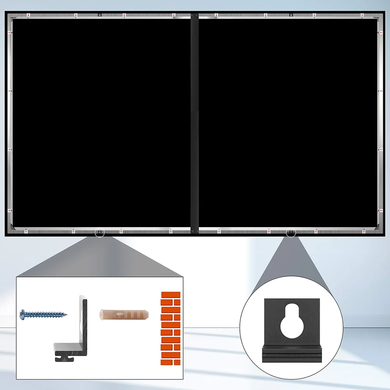 Duronic FFPS92 Leinwand | 16:9 Beamer Screen | 92 Zoll | 203 x 114 cm | Projektorleinwand für Wandmontage | Heimkino mit 4K Full HD 3D | Projektionsleinwand für Gaming, Büro, Präsentationen, Schule