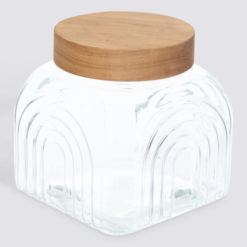 Decoratieve glazen voorraadpot 2.4 liter Acacia deksel Five®
