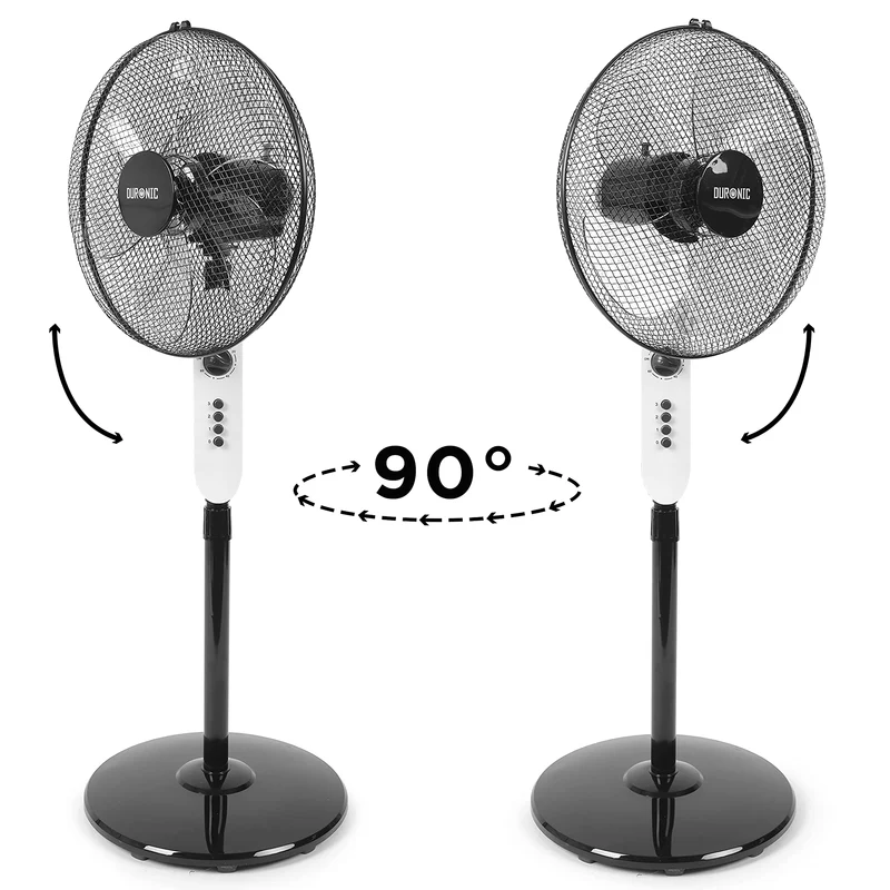 Duronic FN45 Standventilator | Ventilator oszilierend um 90° | Höhenverstellbar bis 140cm | Geräuscharmer Lüfter mit 5 Lamellen | Windmaschine mit 3 Geschwindigkeitsstufen und Timer | Für Schlafzimmer