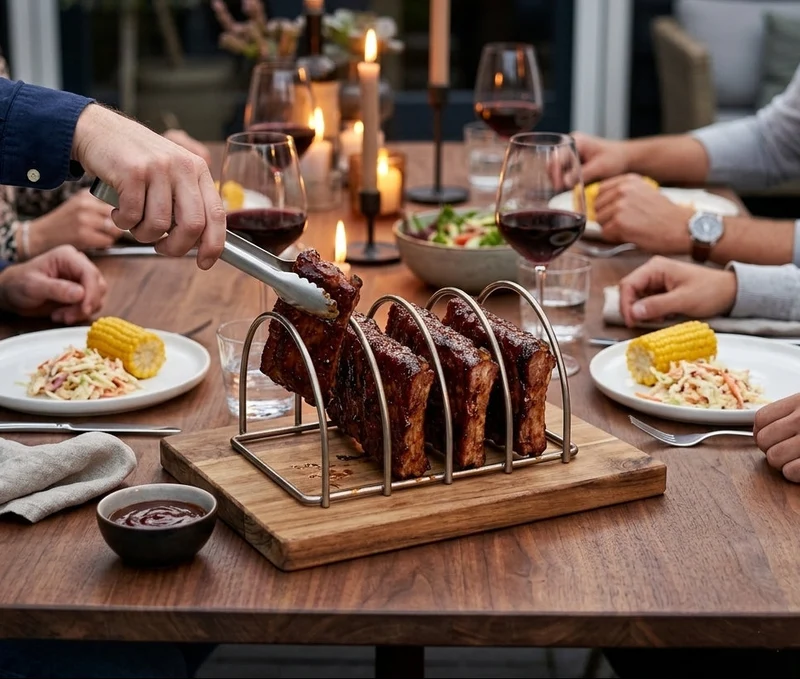 Keij Kamado Sparerib Rack Small Edelstahl 25 cm - Rib Rack für 4 Spareribs