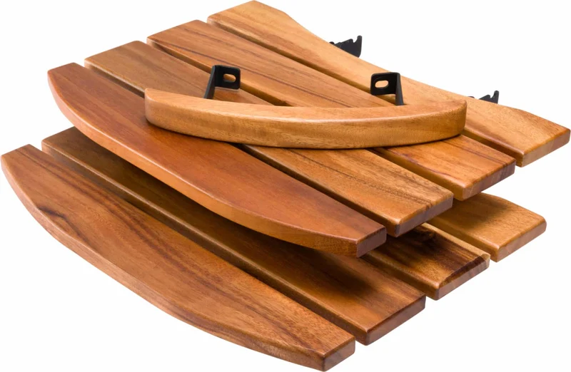 Keij Kamado Beistelltische - Beistelltischset - Griff - Beistelltisch BBQ - Side Tables - Walnuss Holz - Braun - 3 Stück - für 21/23 Zoll