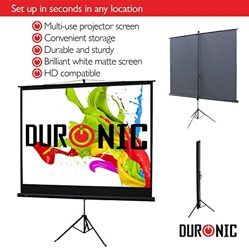 Duronic TPS86 Leinwand | 80" Stativleinwand | Stativ Beamerleinwand mit 175 x 131 cm Fläche im 4:3 Format | Heimkino mit 4K Full HD 3D | Projektorleinwand für Schule und Büro | Präsentationsleinwand