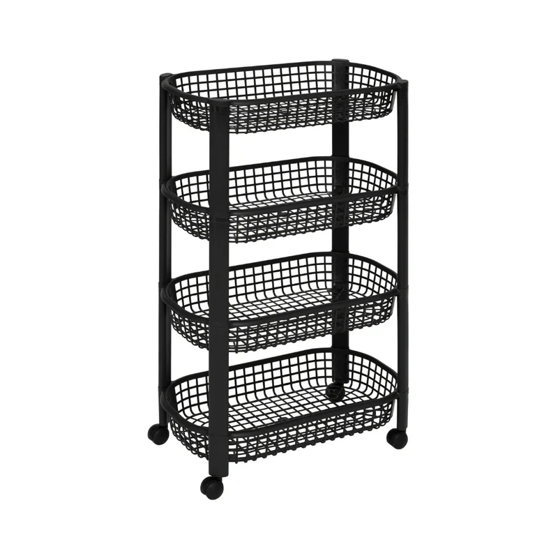 Kunststoff-Trolley schwarz mit 4 Körben Five®