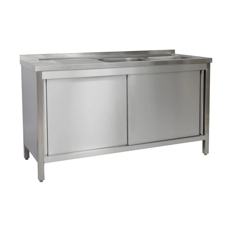 Spülschrank 1600 x 700 x 850 mm 2 Becken rechts, mit Schubladenblock, 700 mm Tiefe