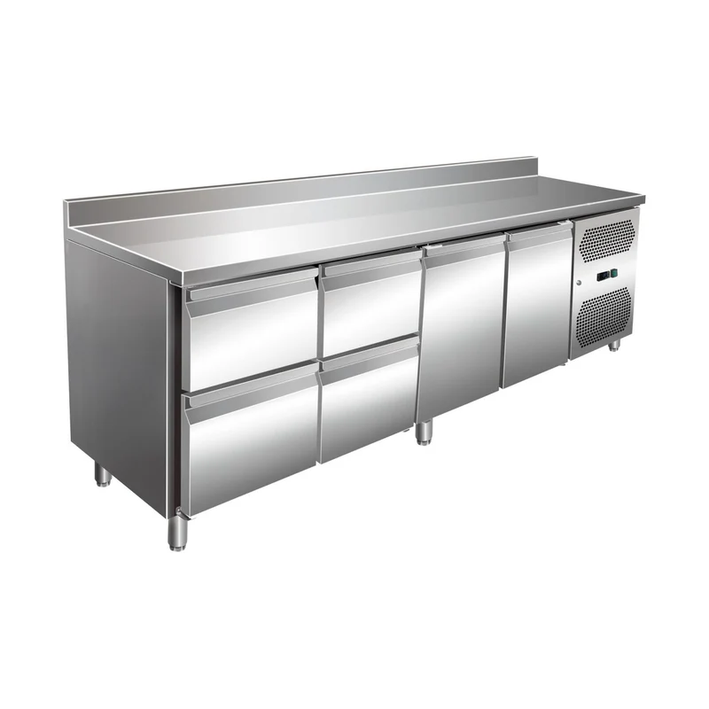VIP Kühltisch mit 2x 2 Schubladen und 2 Türen und Aufkantung -2 bis +8°C 2.230x600x960 mm