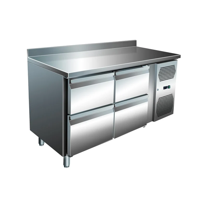 VIP Kühltisch mit 2 x 2 Schubladen und Aufkantung -2 bis +8°C 1.360x700x960 mm