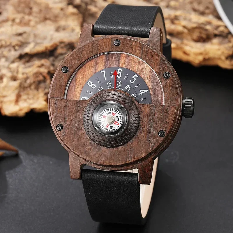 RAMON - HOUTEN HORLOGES MET LEEREN BAND