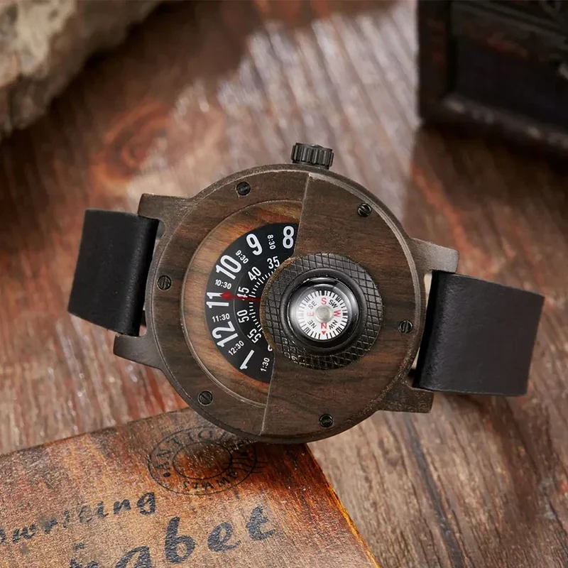 RAMON - HOUTEN HORLOGES MET LEEREN BAND