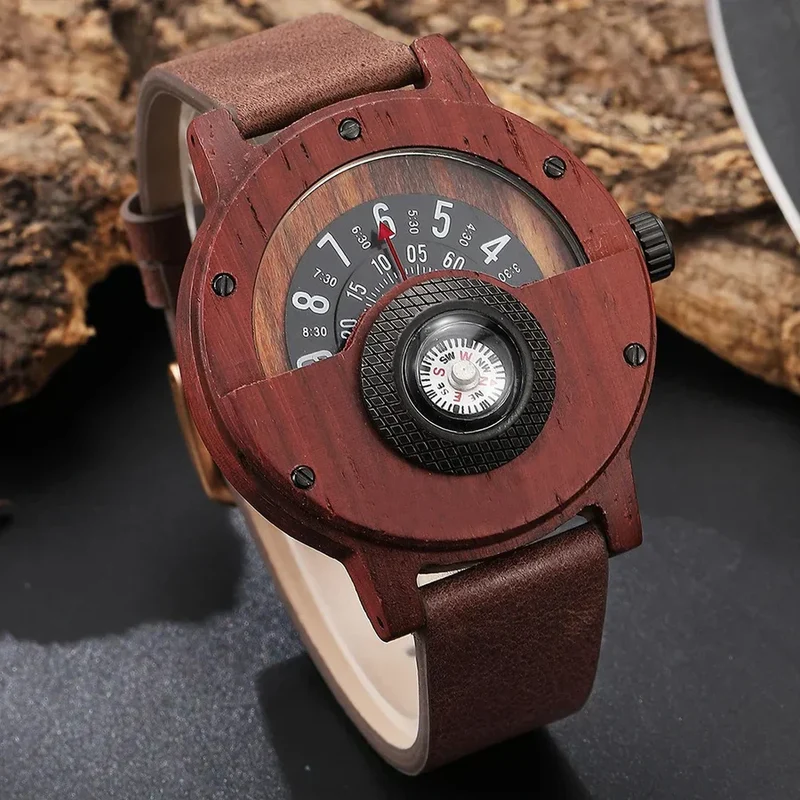 RAMON - HOUTEN HORLOGES MET LEEREN BAND