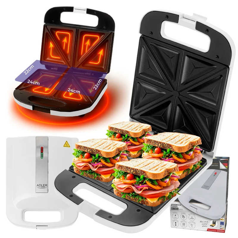 Adler AD 3055w Sandwichtoaster weiß