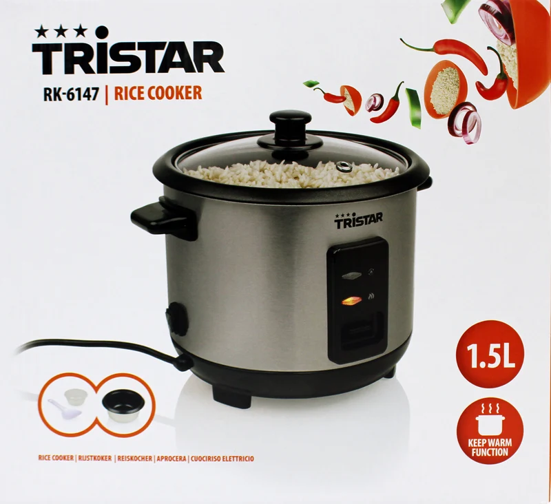 Tristar RK-6147 Reiskocher 1,5L Silber/Schwarz 500W