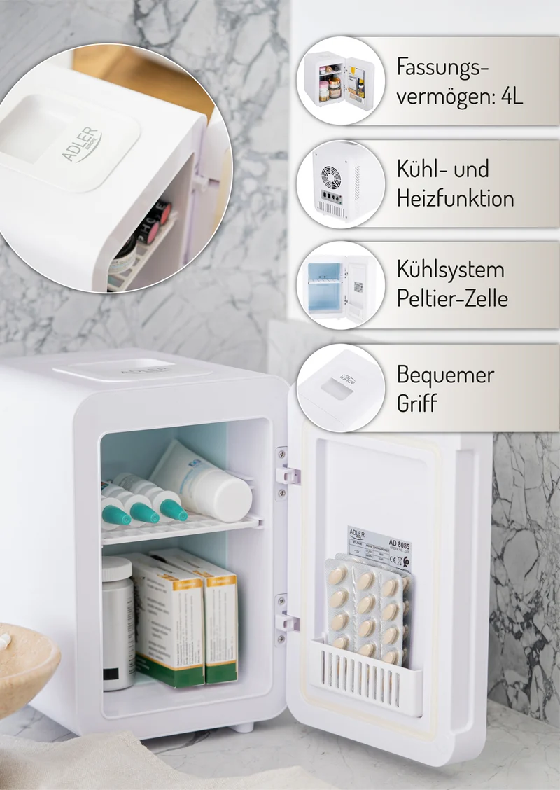 Adler AD 8085 Minikühlschrank - mit Spiegel - 4L