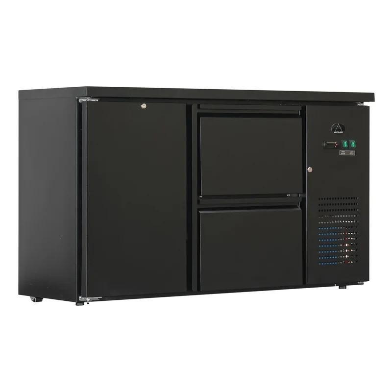 Flaschenkühltisch 280 Liter – Schwarz – 1 Tür + 2 Schubladen – 1465 x 520 x 840 mm