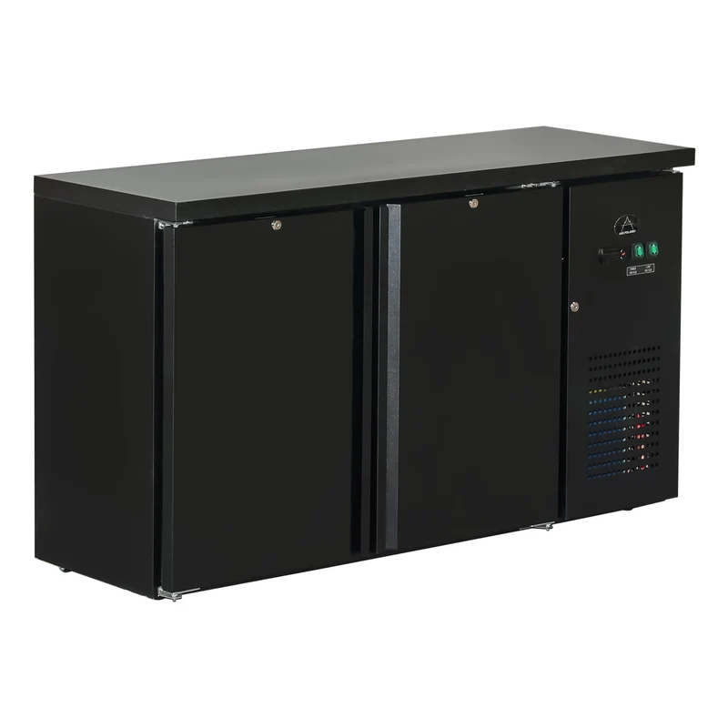 Flaschenkühltisch 280 Liter – Schwarz – 2 Türen – 1465 x 520 x 840 mm