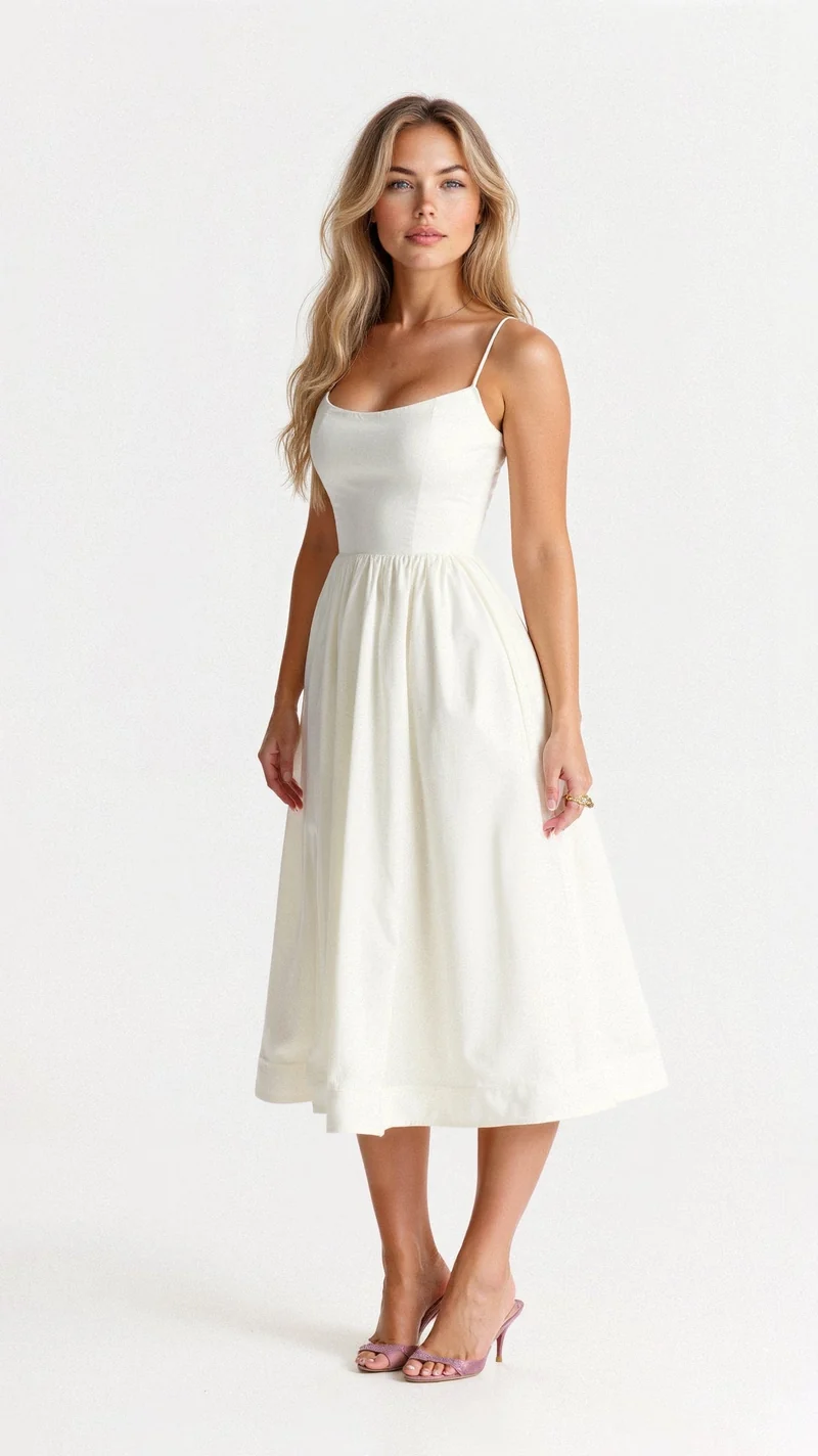 Roze | Elegante mouwloze midikleed voor vrouwen