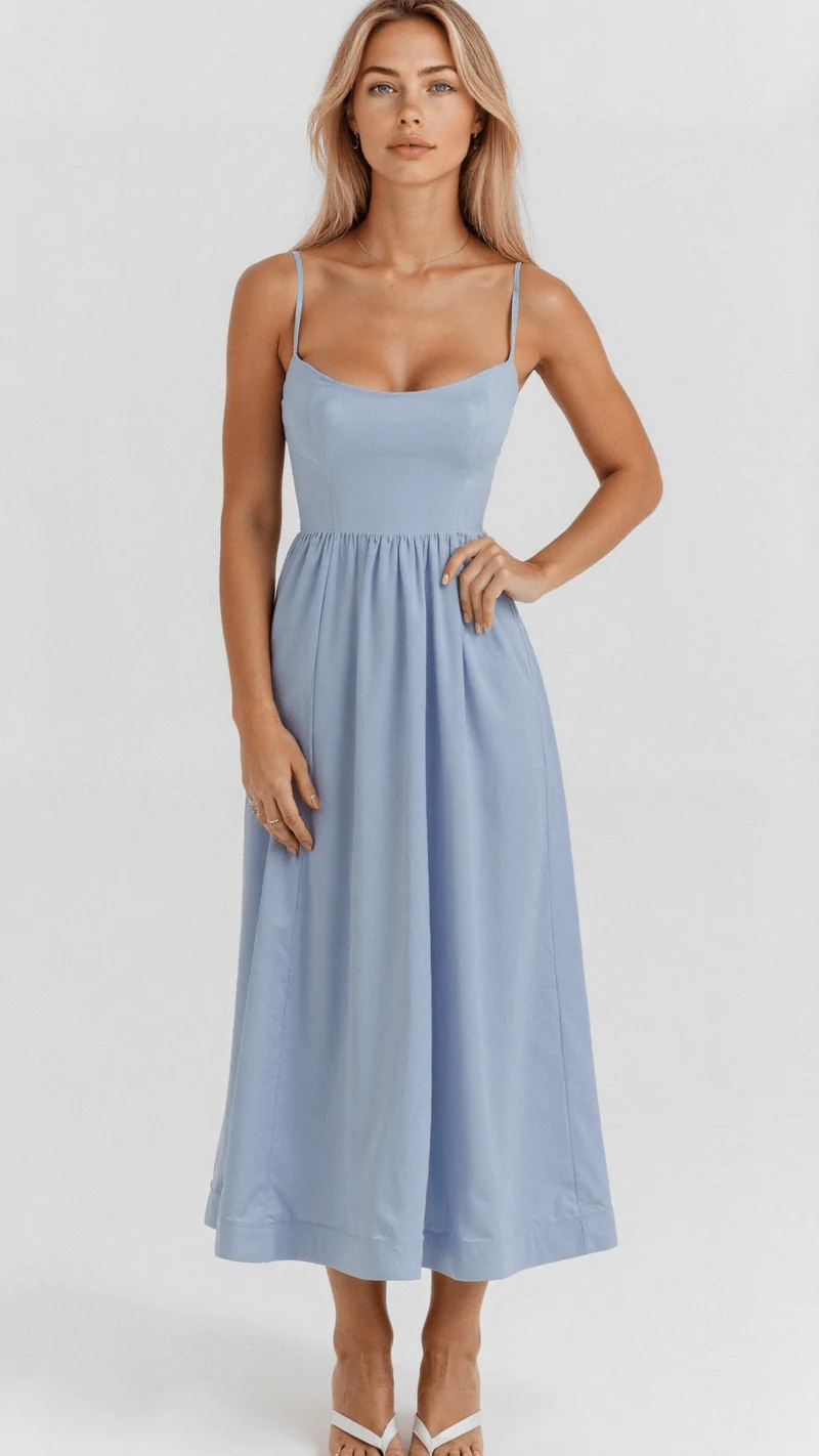 Roze | Elegante mouwloze midikleed voor vrouwen