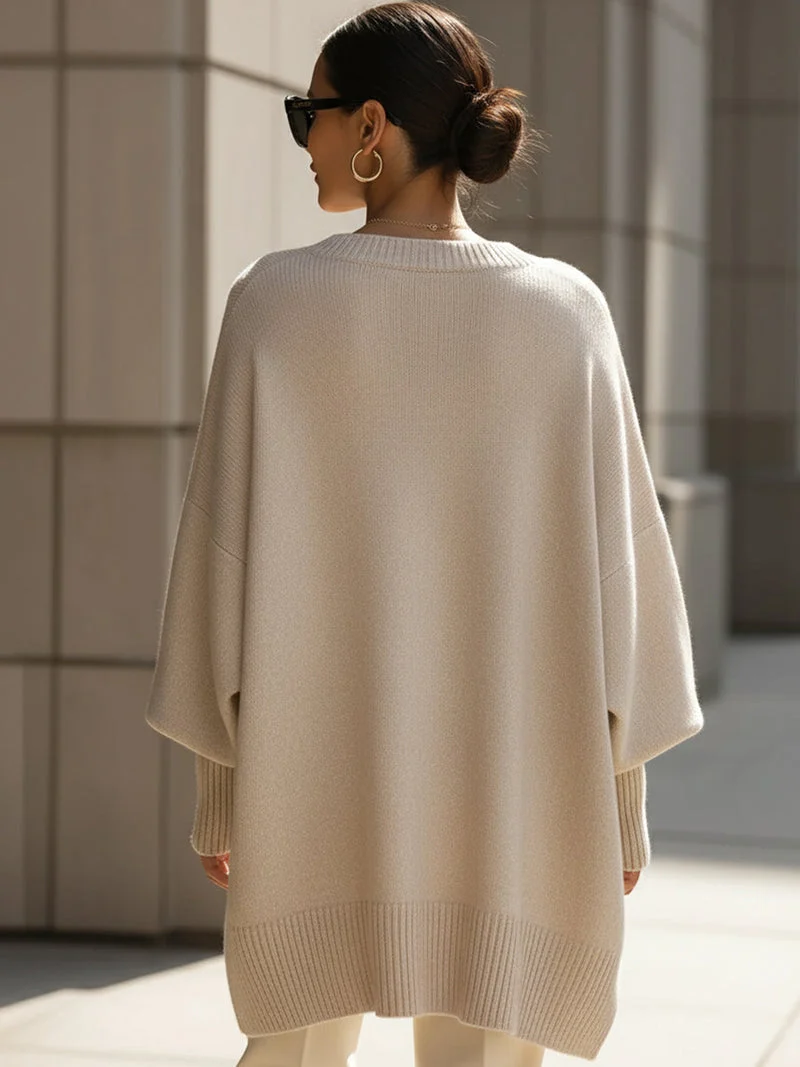 Kimia - Oversized Gebreide Ronde Hals Trui