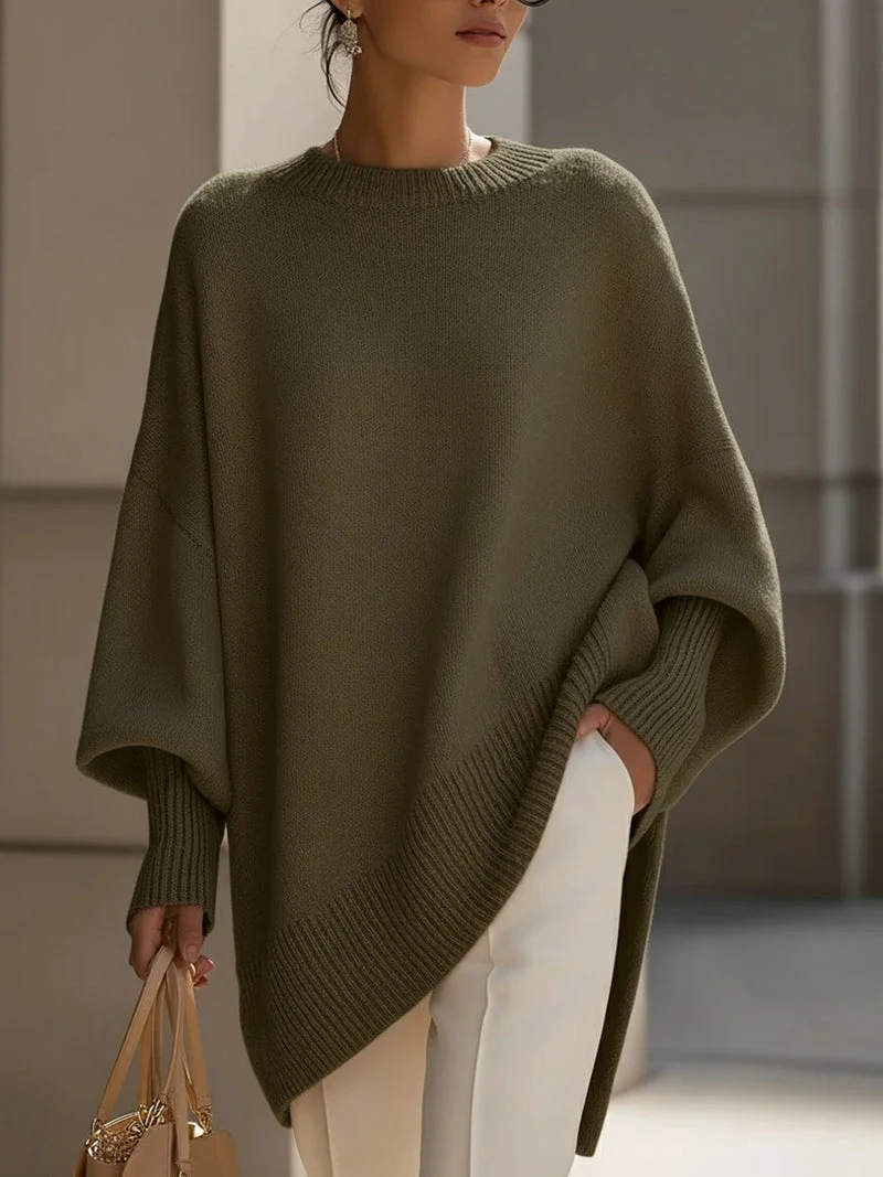 Kimia - Oversized Gebreide Ronde Hals Trui