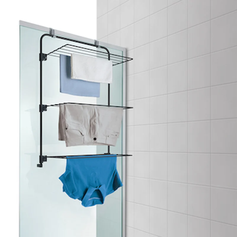 Wäschetrockner Tür oder Dusche Wand schwarz Metaltex