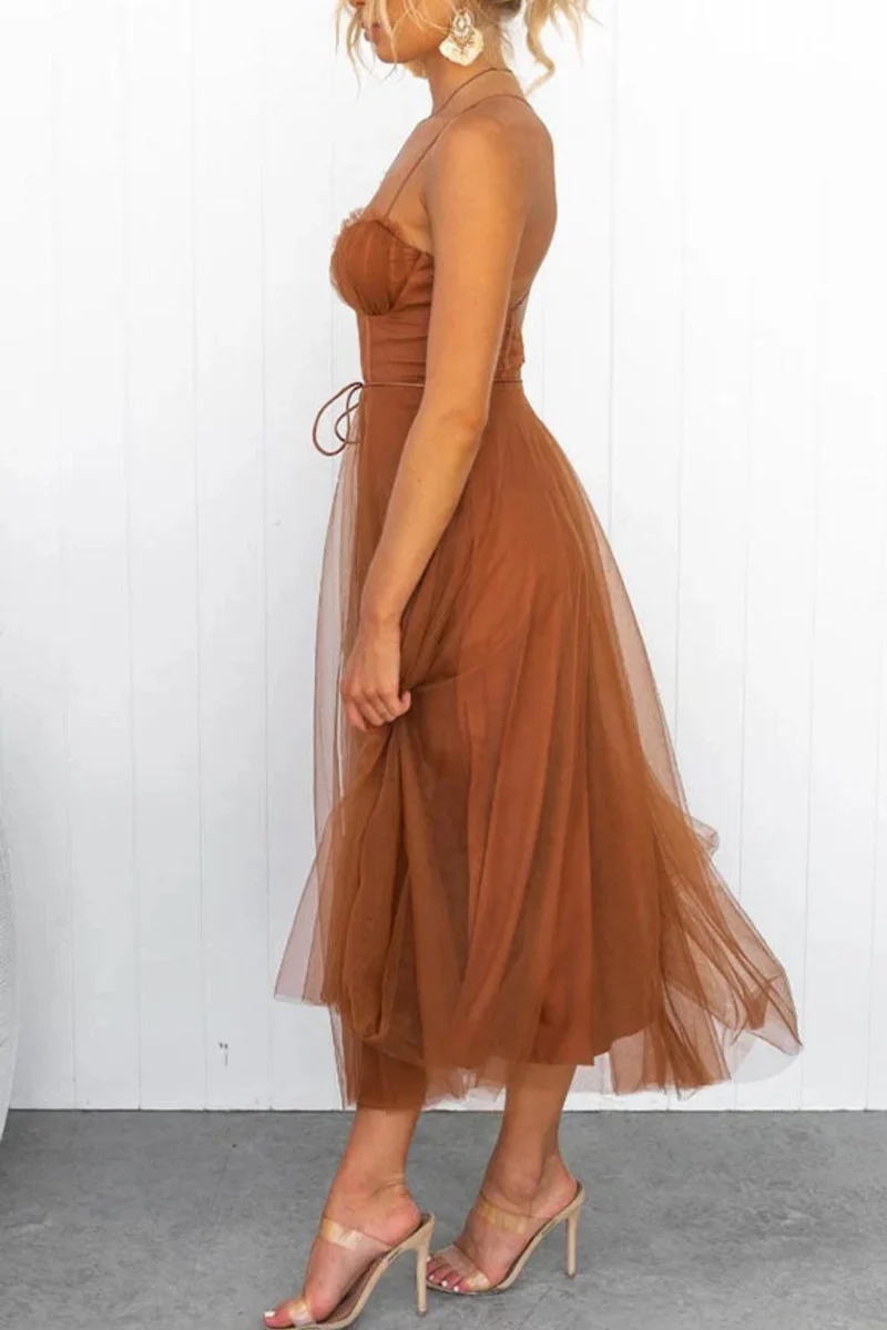 Dames elegant vloeiend jurk voor bruiloftsgasten | Midi