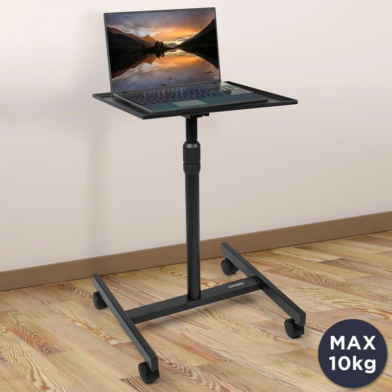 Duronic WPS20 Arbeitstisch | Laptoptisch 67 x 99 cm bis 10 kg | Computertisch mit Rollen | Höhenverstellbarer Projektortisch für Beamer | Sitz-Stehtisch Schreibtisch Rolltisch Beistelltisch Sofatisch