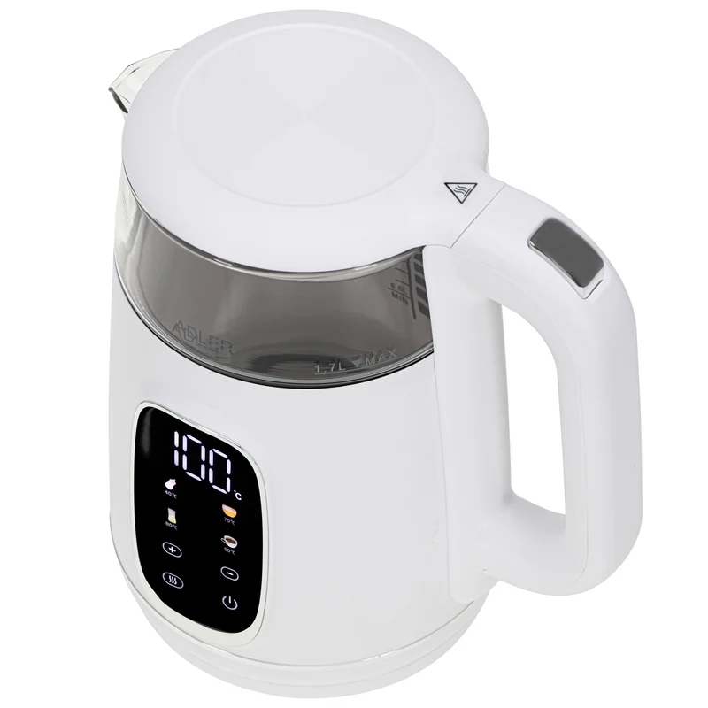 Adler AD 1305ws Wasserkocher 1,7L mit Temperatureinstellung weiß / silber