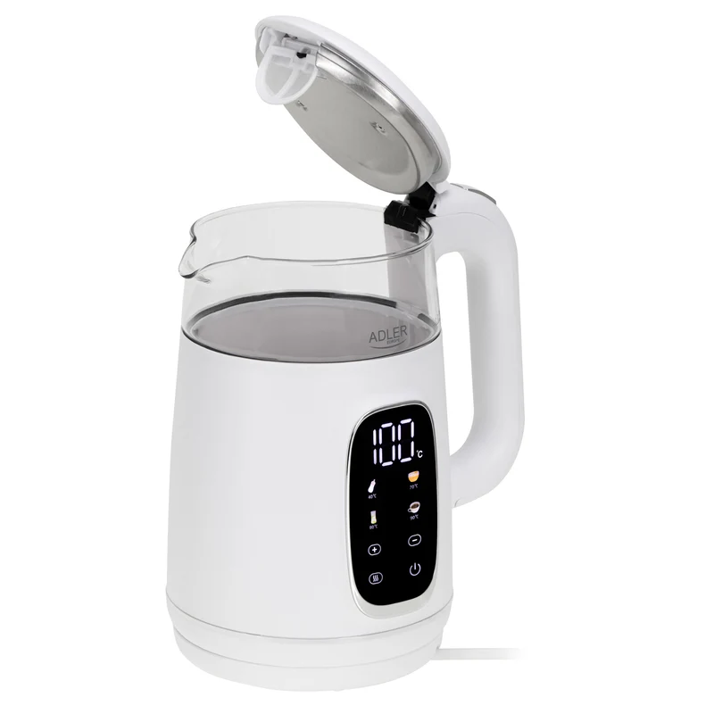 Adler AD 1305ws Wasserkocher 1,7L mit Temperatureinstellung weiß / silber