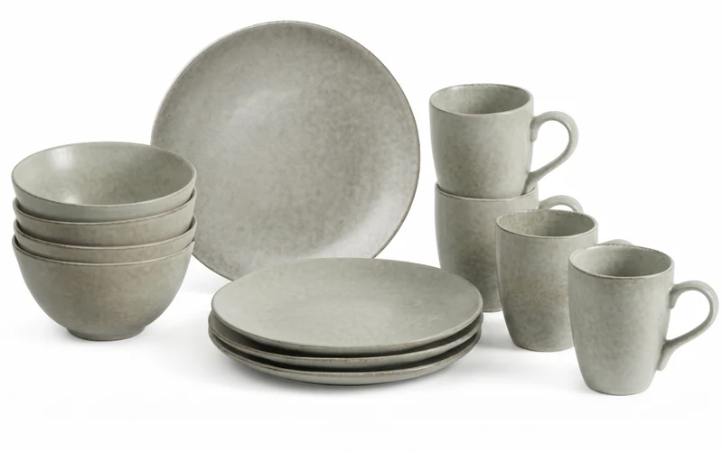 Broste Copenhagen Frühstücksset Nordic Marsh 12-teilig / 4 Personen - 4 Frühstückteller, 4 Schalen und 4 Tassen