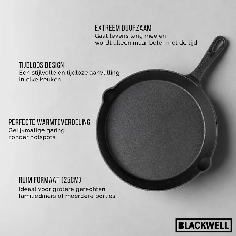 Blackwell Gusseisen-Bratpfannen-Set / Bratpfannen ø 16, 20 & 25 cm - ohne Antihaftbeschichtung
