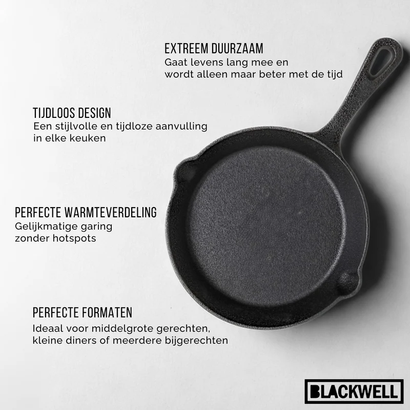 Blackwell Gusseisen-Bratpfannen-Set / Bratpfannen ø 16, 20 & 25 cm - ohne Antihaftbeschichtung