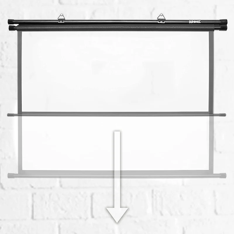 Duronic BPS80 4:3 Projektor-Leinwand, Beamer-Leinwand 80 Zoll, Heimkino mit 4K Full HD 3D, Rollo-Leinwand 1.0 Gain, Projektorleinwand für Wandmontage, Filmnacht, Videoleinwand für Büro Schulen