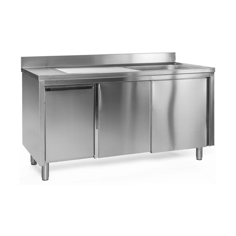 Spülschrank mit Abfallbehälter, 1 Becken links, Bautiefe 700 mm – 1000x700x850 mm