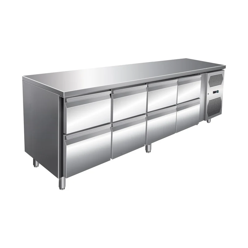 VIP Kühltisch mit 4x 2 Schubladen -2 bis +8°C 2.230x600x860 mm