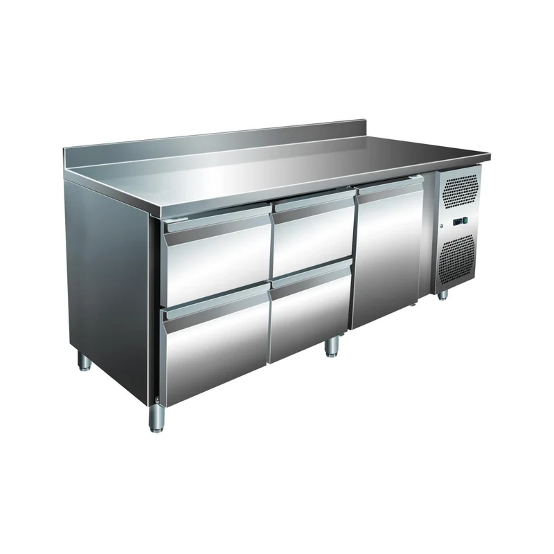 VIP Kühltisch mit 2x 2 Schubladen und 1 Tür und Aufkantung -2 bis +8°C 1.795x600x960 mm