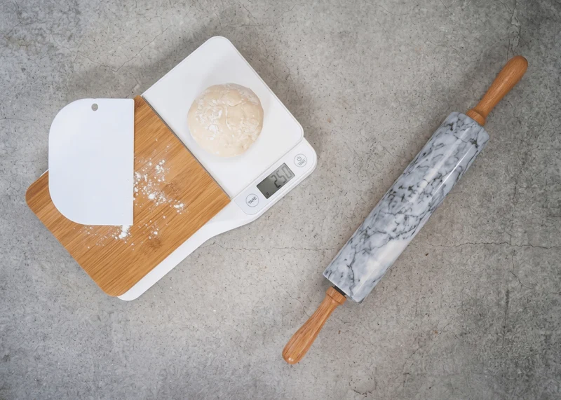 Cosy & Trendy Teigroller Marmor Marmor-Holz Grau/Braun 45cm - Nudelholz Backen