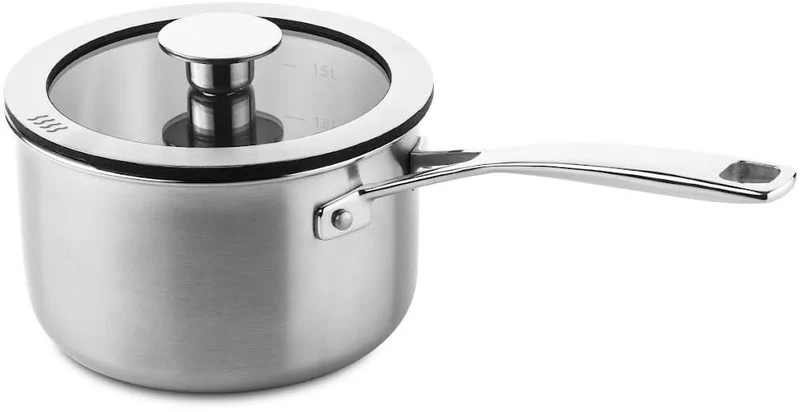 DUCQ Topfset - Stieltopf ø 16, 18, 20, 24 cm & Stieltopf ø 16 cm & Bratpfanne ø 26 cm + Deckel - Induktion - Downdraft - Edelstahl - 6-teilig