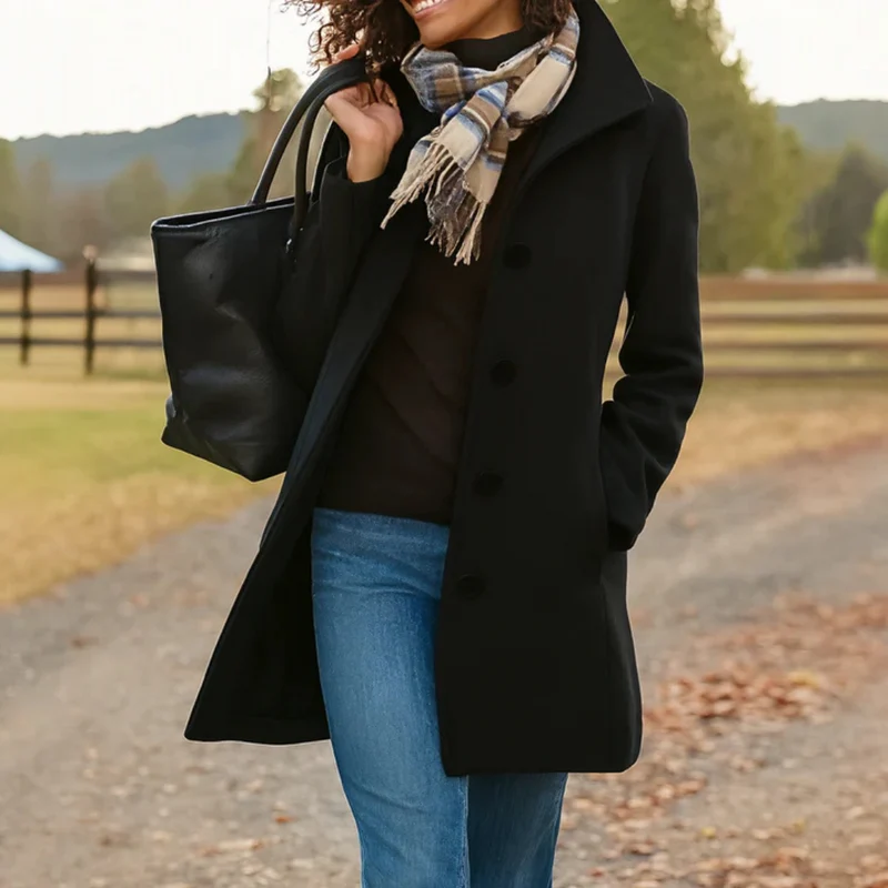 Helga | Dames Klassieke Winterjas met Knopsluiting Voorkant