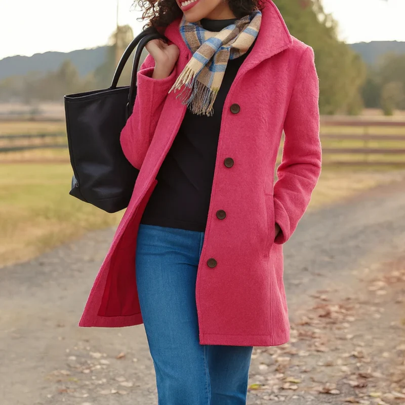 Helga | Dames Klassieke Winterjas met Knopsluiting Voorkant