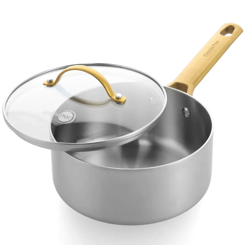 GreenPan Topfset Padova Reserve 5-teilig - Triply Edelstahl - Kochtöpfe ø 20, 24 cm, Stieltopf ø 18 cm & Bratpfanne ø 20 & 28 cm