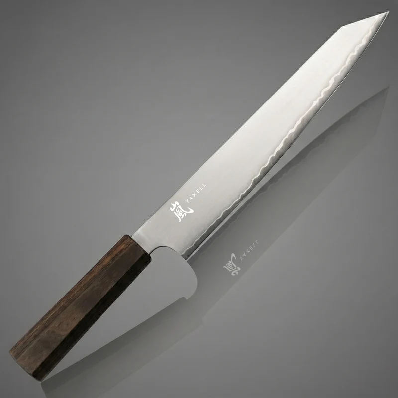 Yaxell Tranchiermesser Hana 23 cm – 3-lagiger Edelstahl – dunkelbrauner Griff aus Pakkaholz