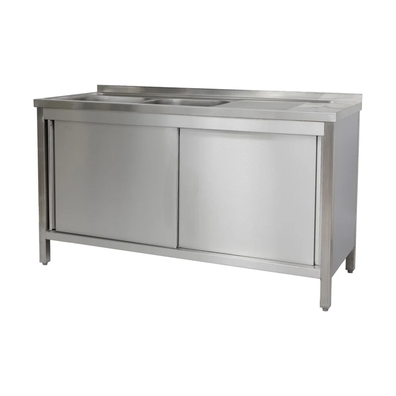 Spülschrank 1900 x 700 x 850 mm 2 Becken links, mit Grundboden 700 mm Tiefe