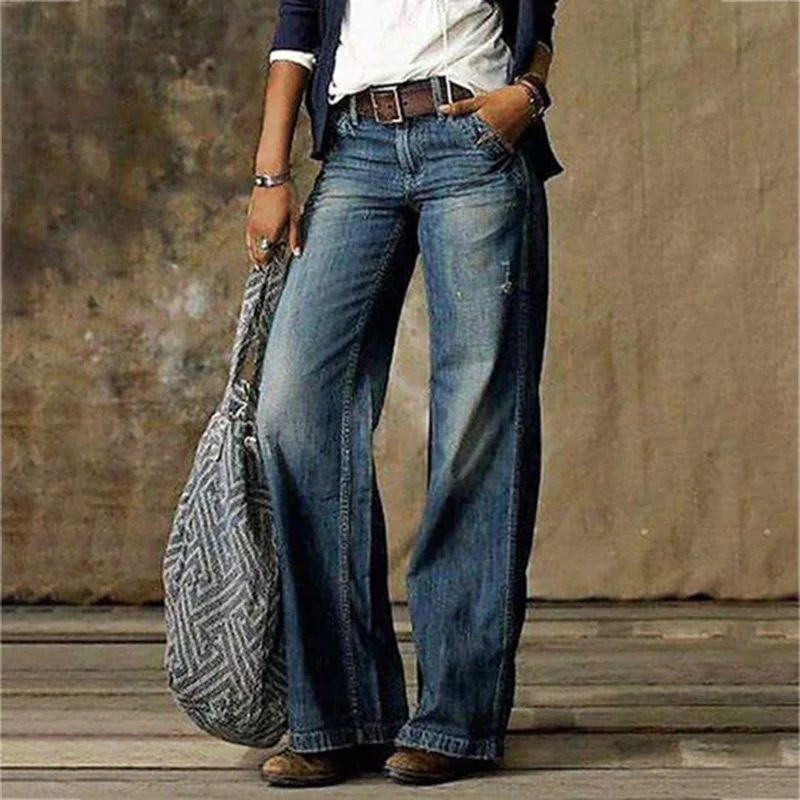 Sarah | Dames Vintage Denim Jeans met Wijde Benen