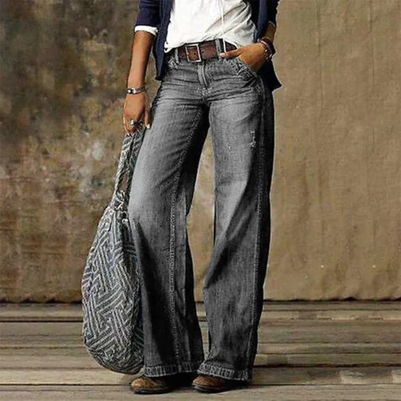 Sarah | Dames Vintage Denim Jeans met Wijde Benen