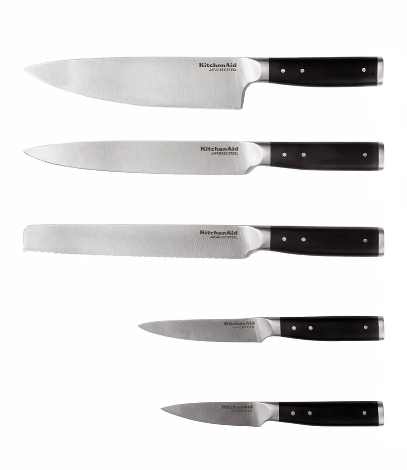 KitchenAid Messerblock Gourmet Birke-Edelstahl 6-tlg - Messerset mit Schleifer