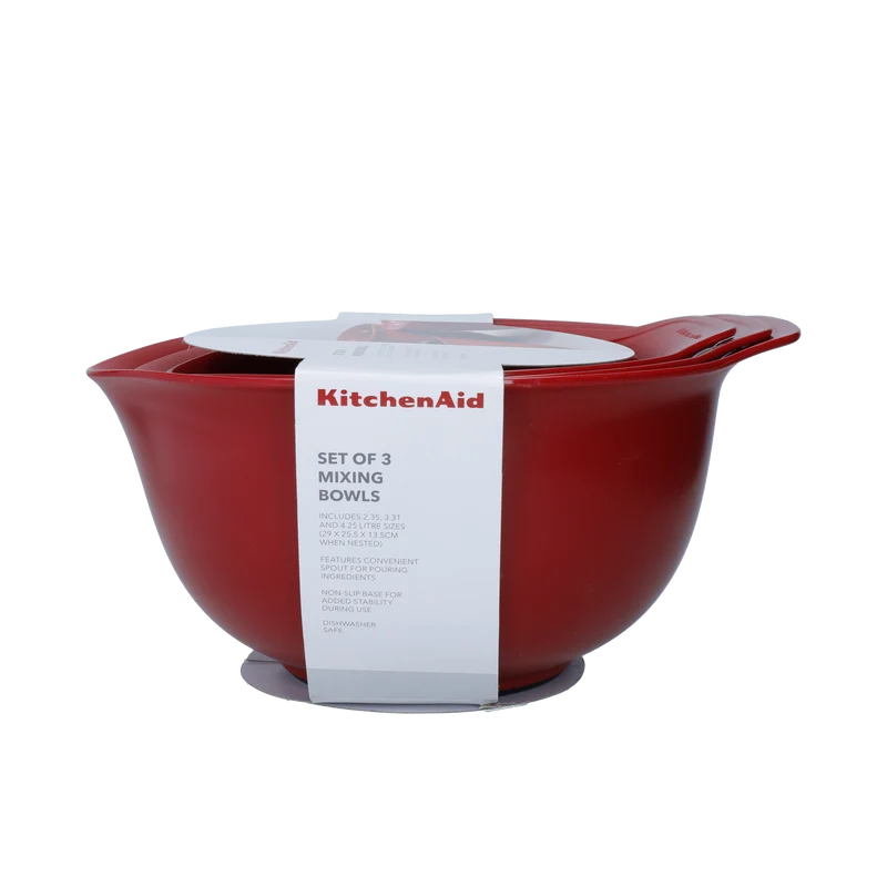 KitchenAid Rühr-/Mischschüssel Core Kunststoff Kaiserrot 2,4/3,3/4,3L - 3er-Set